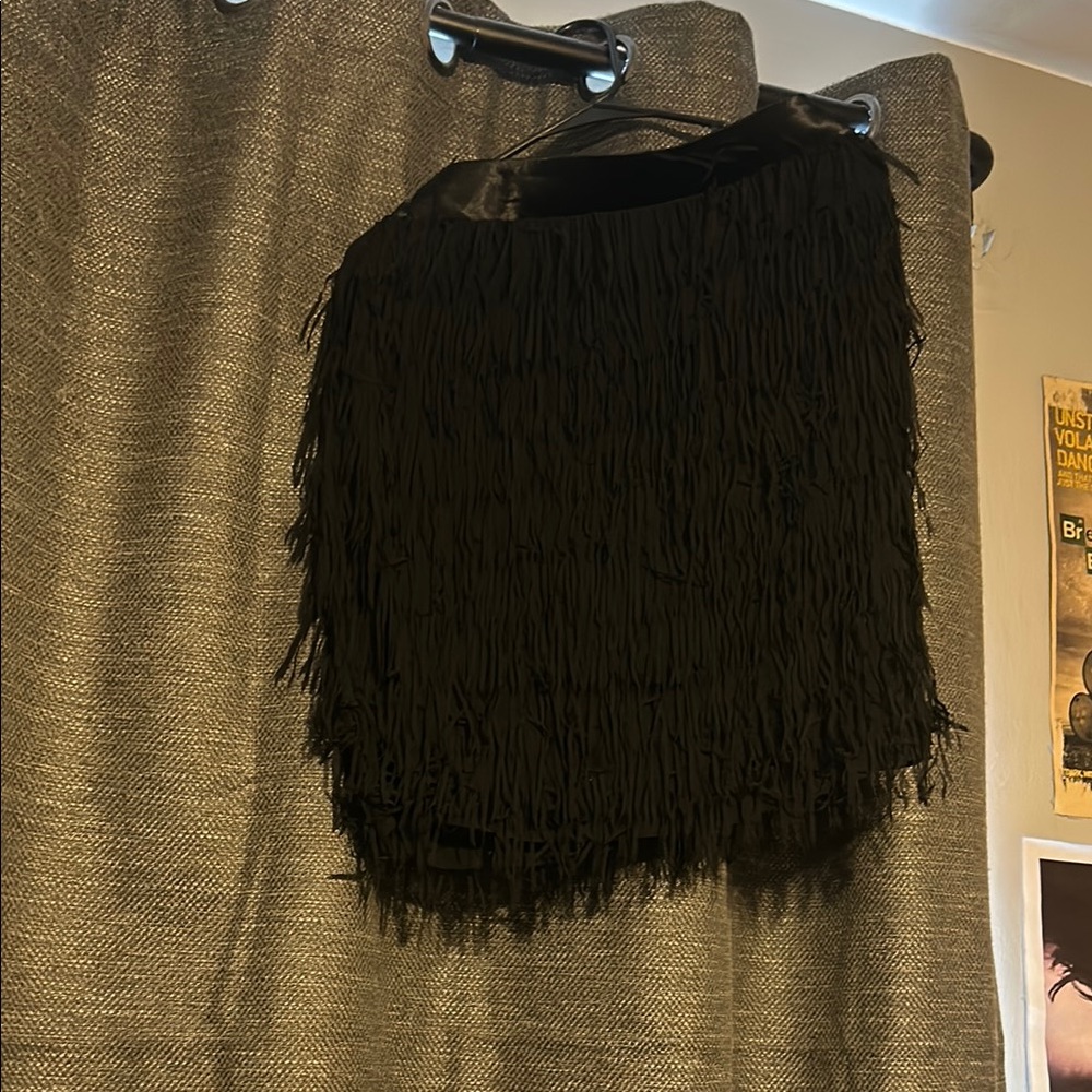 Elegant Black Fringe Skirt